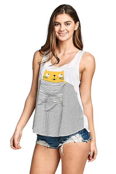 Peekaboo Kitty Flowy Tank