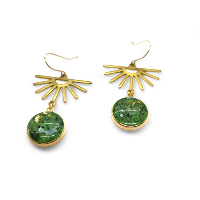 Aurora Brass and Resin Stud Earrings