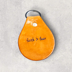 Engraved Leather Keychain - Faith greater than fear
