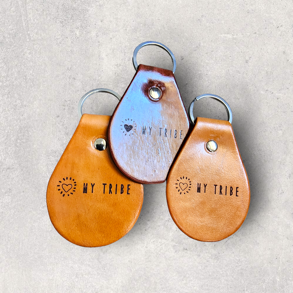 Engraved Leather Keychain -My Tribe