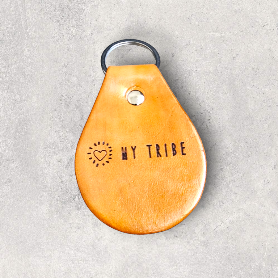 Engraved Leather Keychain -My Tribe