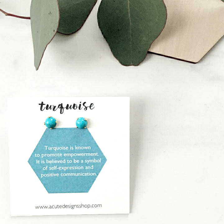 healing gemstone studs - turquoise