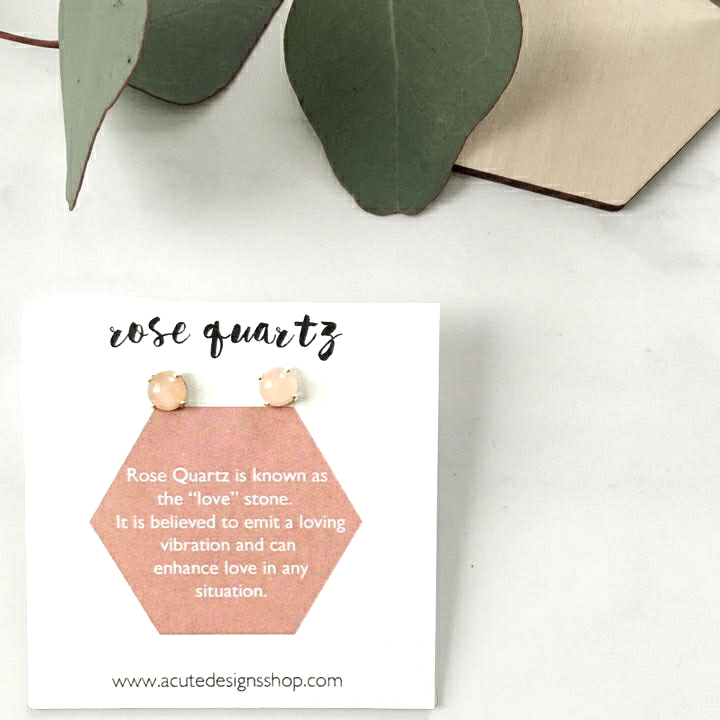 healing gemstone studs - rose quartz