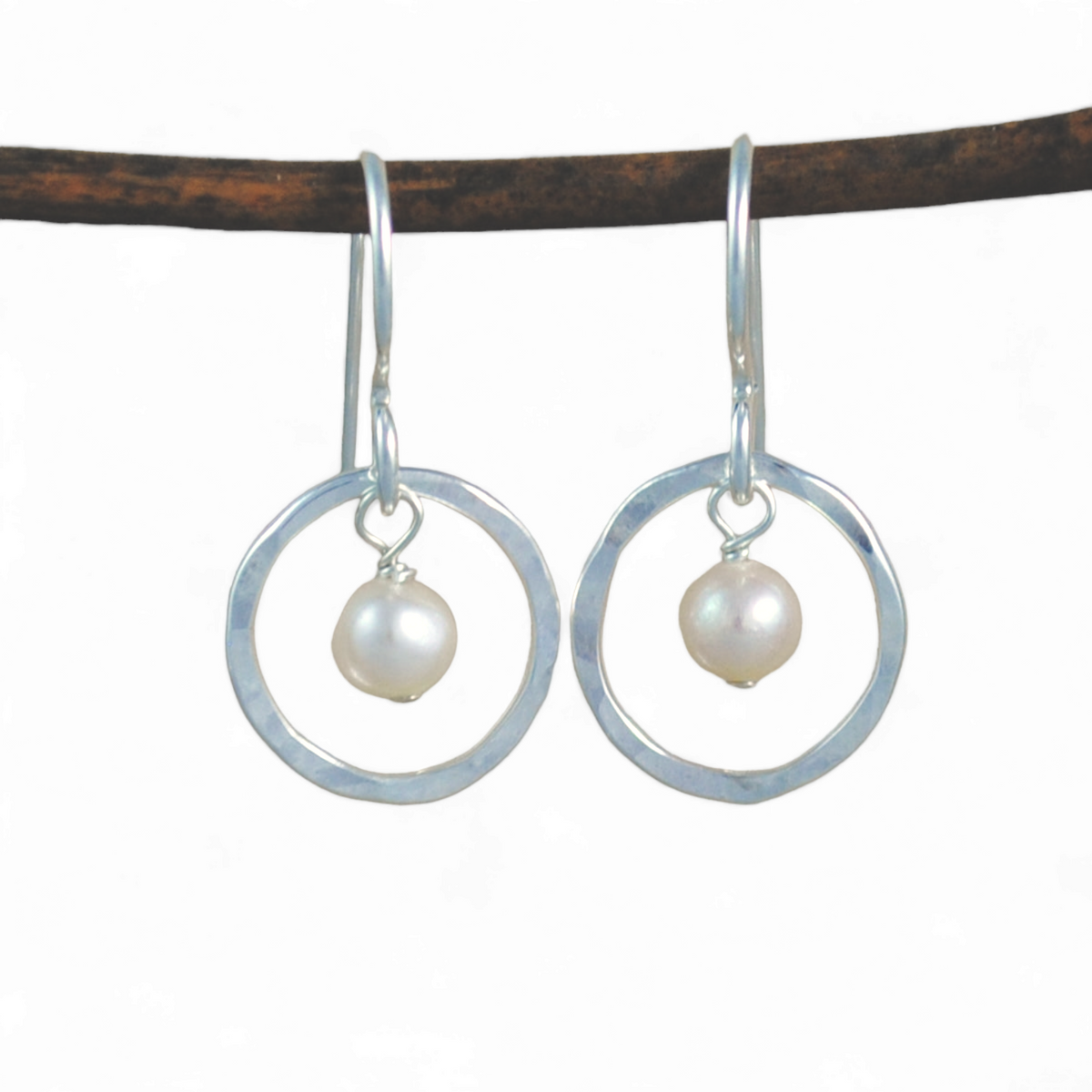 Pearl Halo Earrings - sterling silver