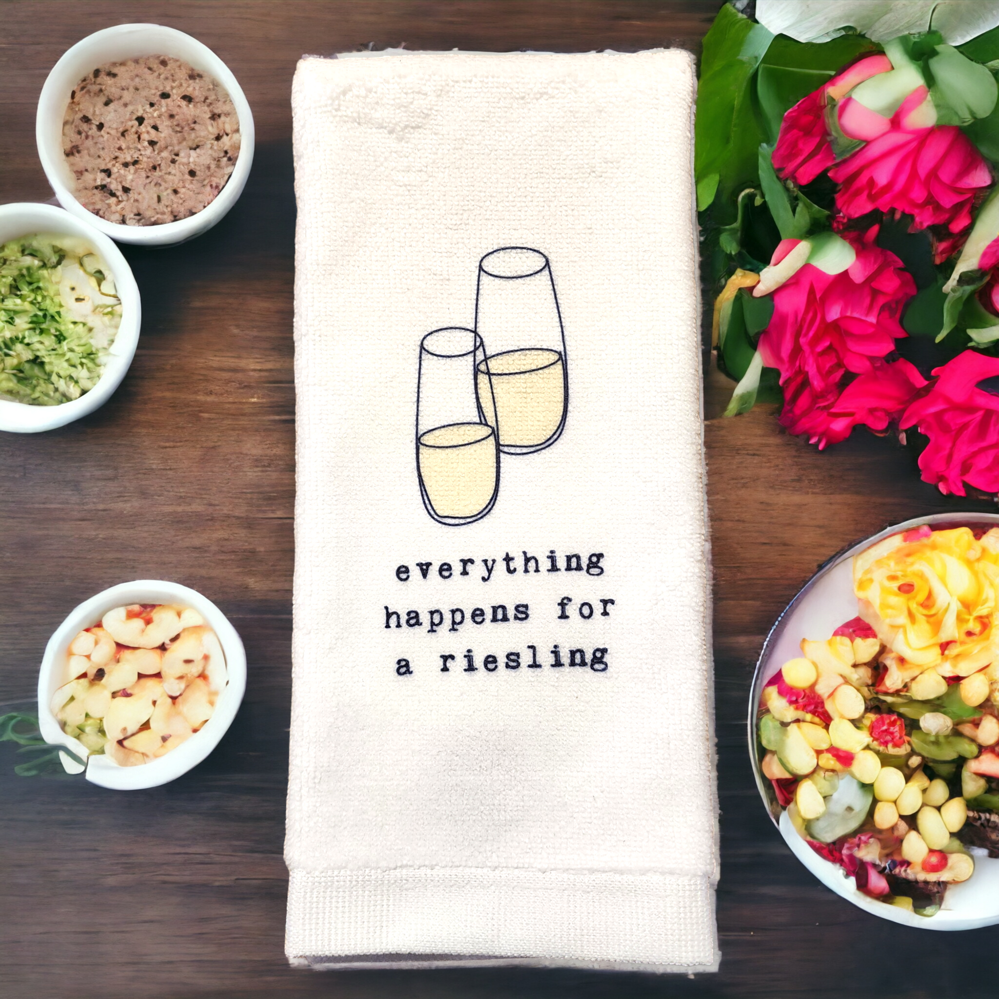 Tea Towel - Everything happens for a riesling