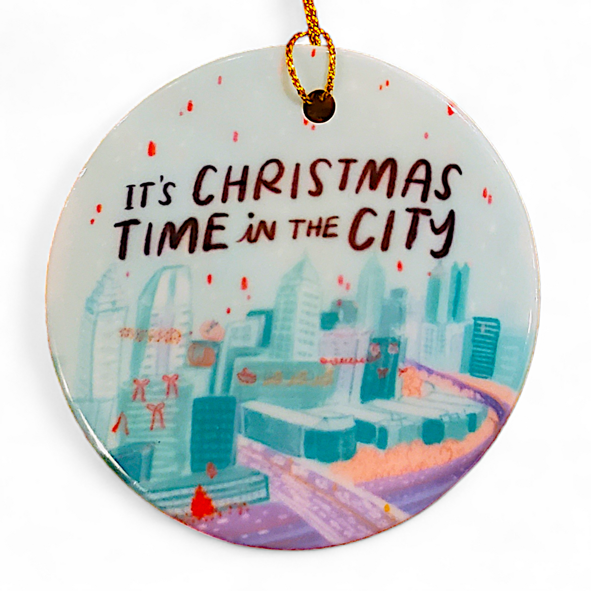 Watercolor Print Ornaments - Christmas Time in the City