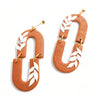 Orange Clay Leaf Earrings