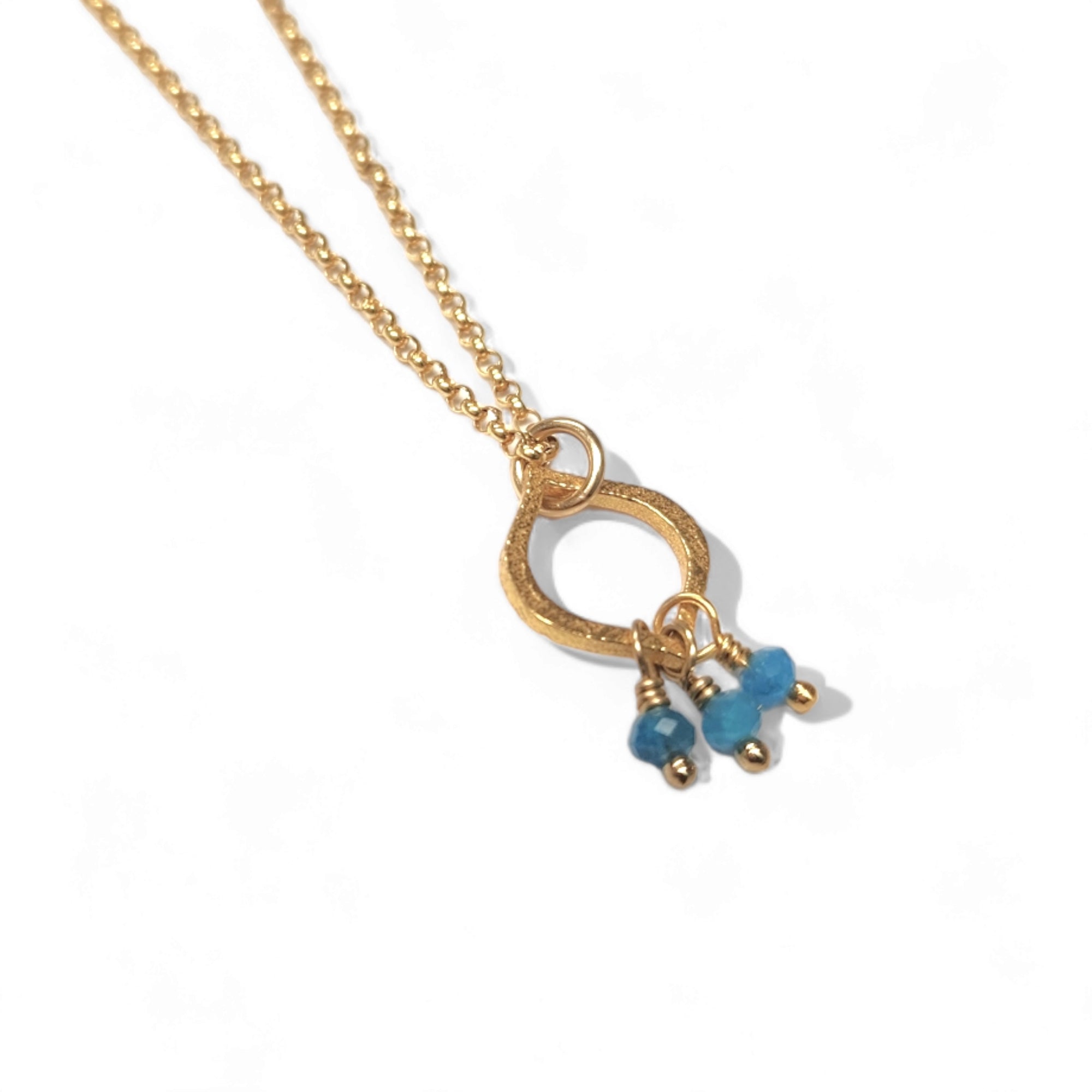 Lotus Teardrop Charm Necklace with Apatite Stone Cluster