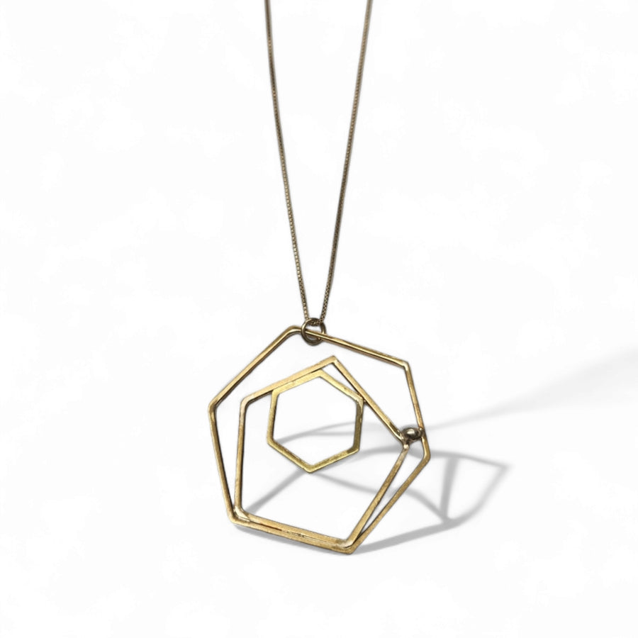 Geometric Sterling Rose Necklace