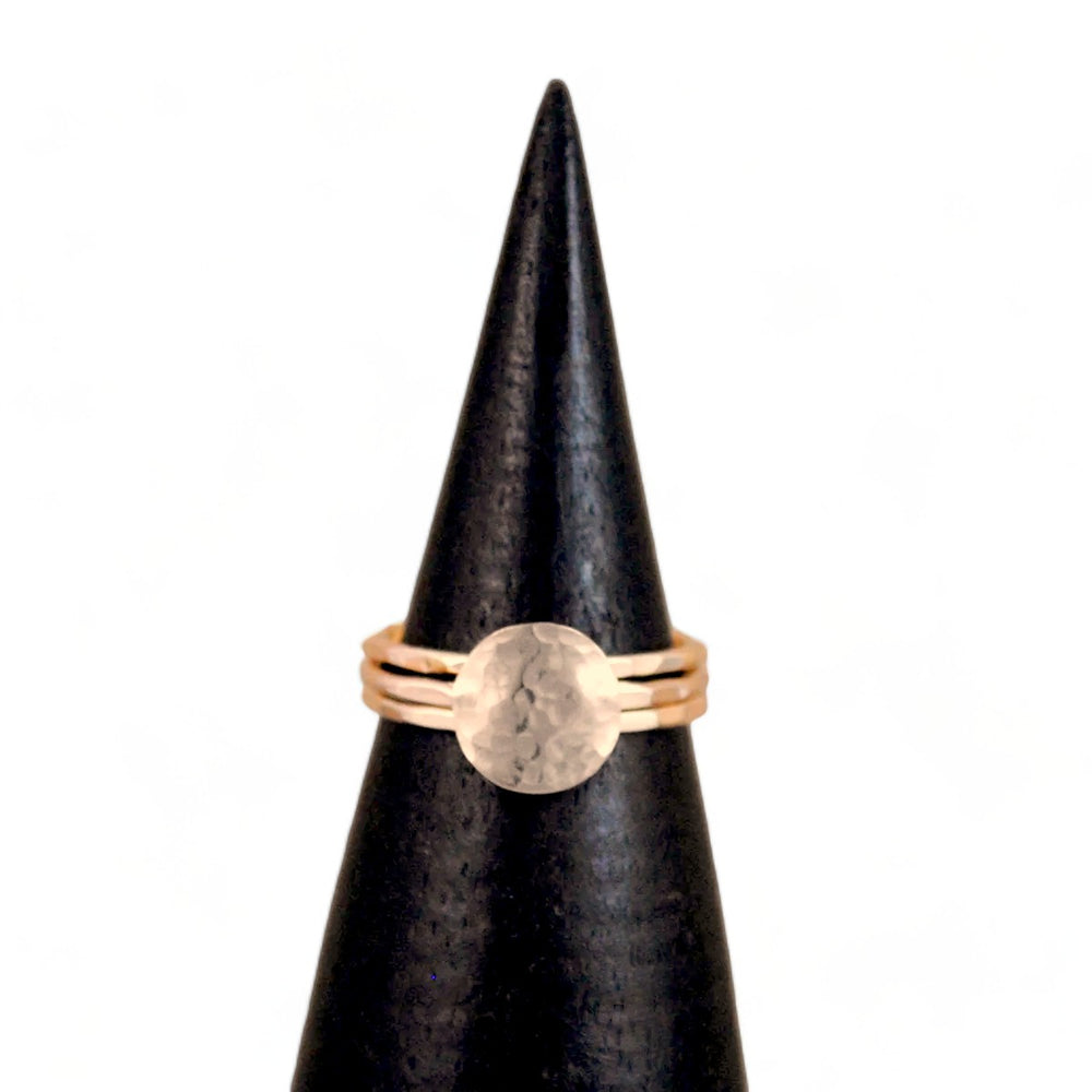 Hammered Disc Stacking Ring Set - gold-filled