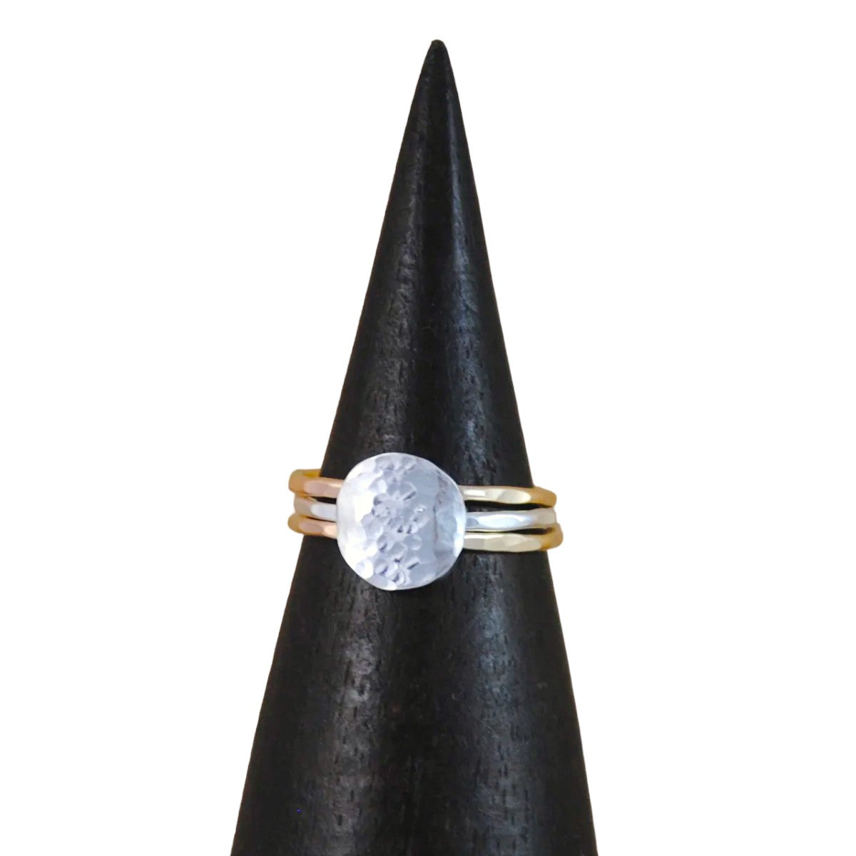 Hammered Disc Stacking Ring Set - mixed metals