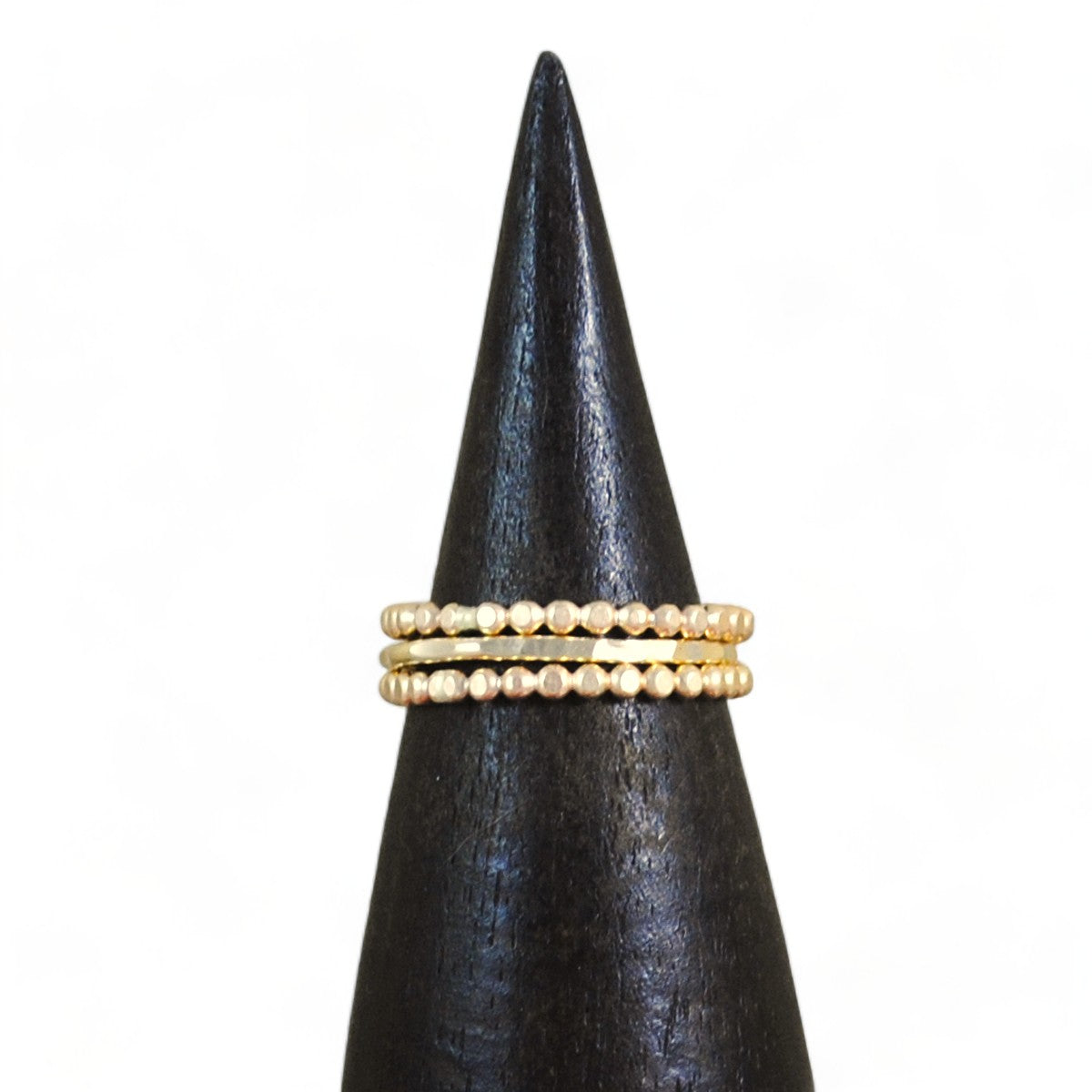 Beaded Stacking Ring Set - gold-filled