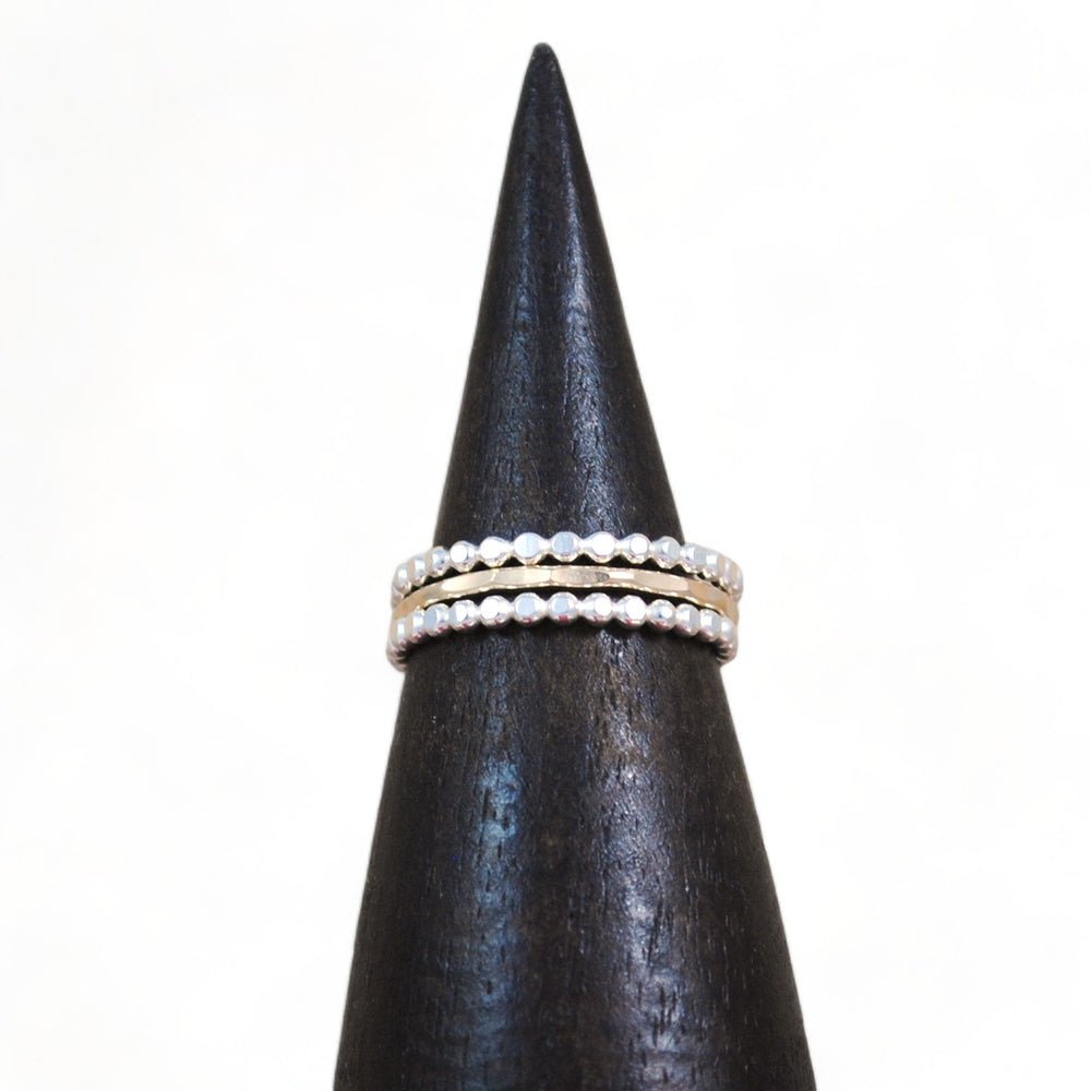 Beaded Stacking Ring Set - mixed metals
