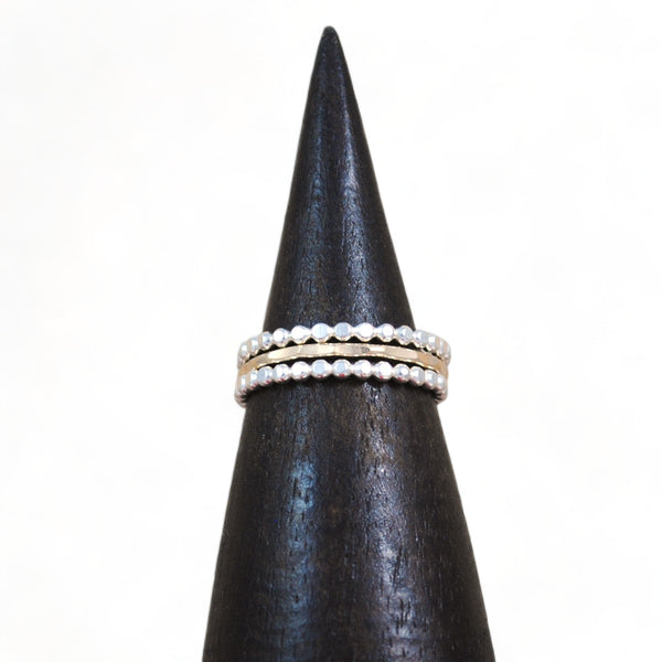 Beaded Stacking Ring Set - mixed metals