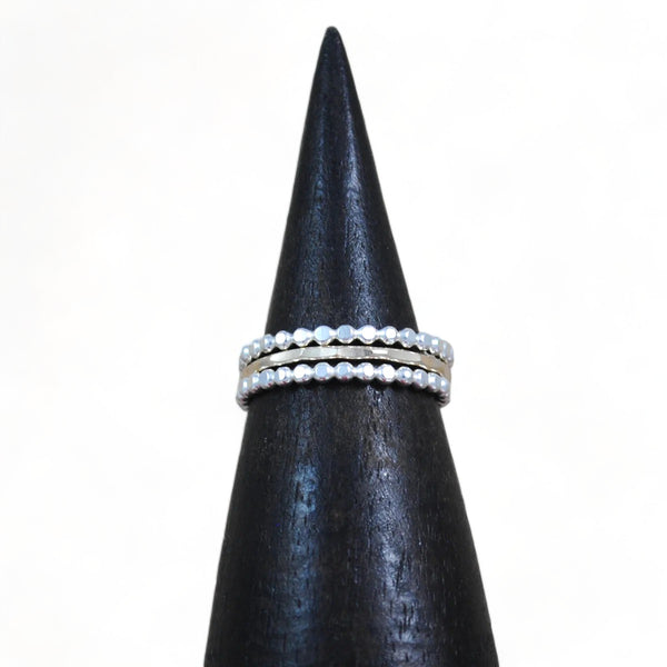 Beaded Stacking Ring Set - sterling silver