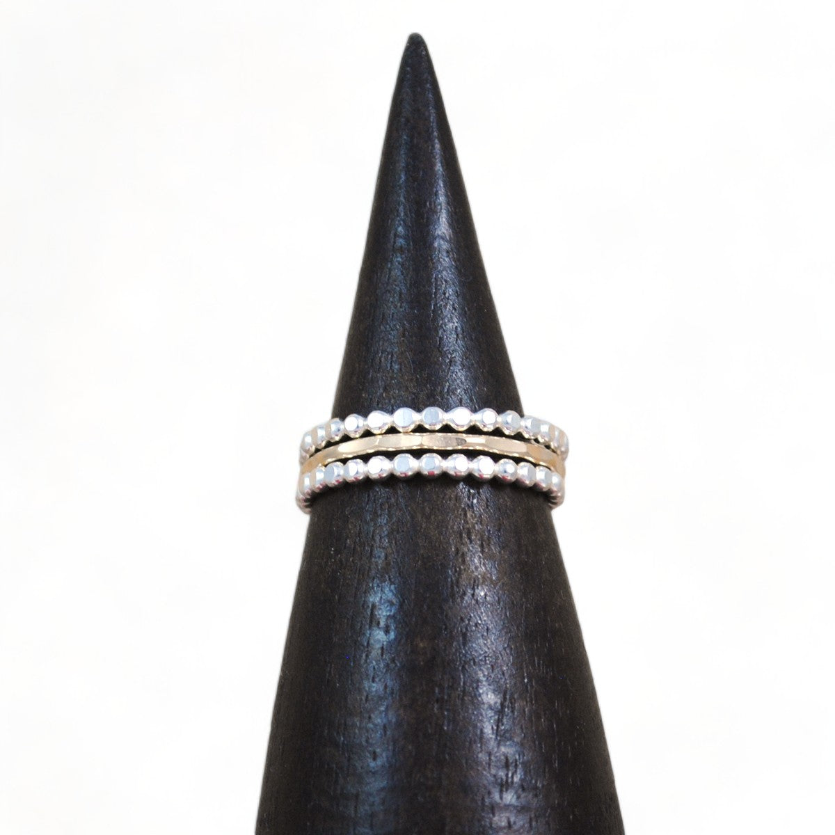 Beaded Stacking Ring Set - mixed metals