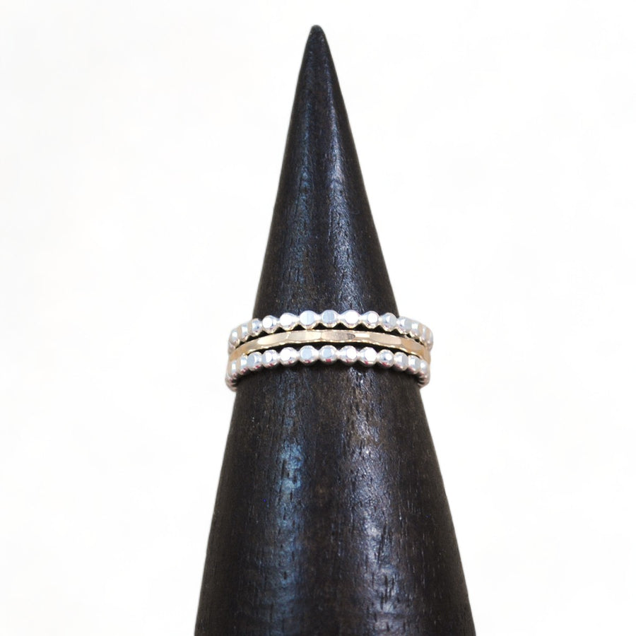Beaded Stacking Ring Set - mixed metals