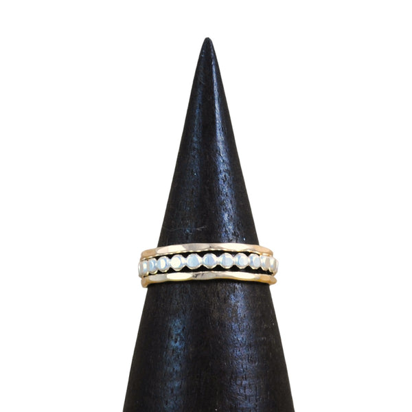 Thick Beaded Stacking Ring Set - mixed metals