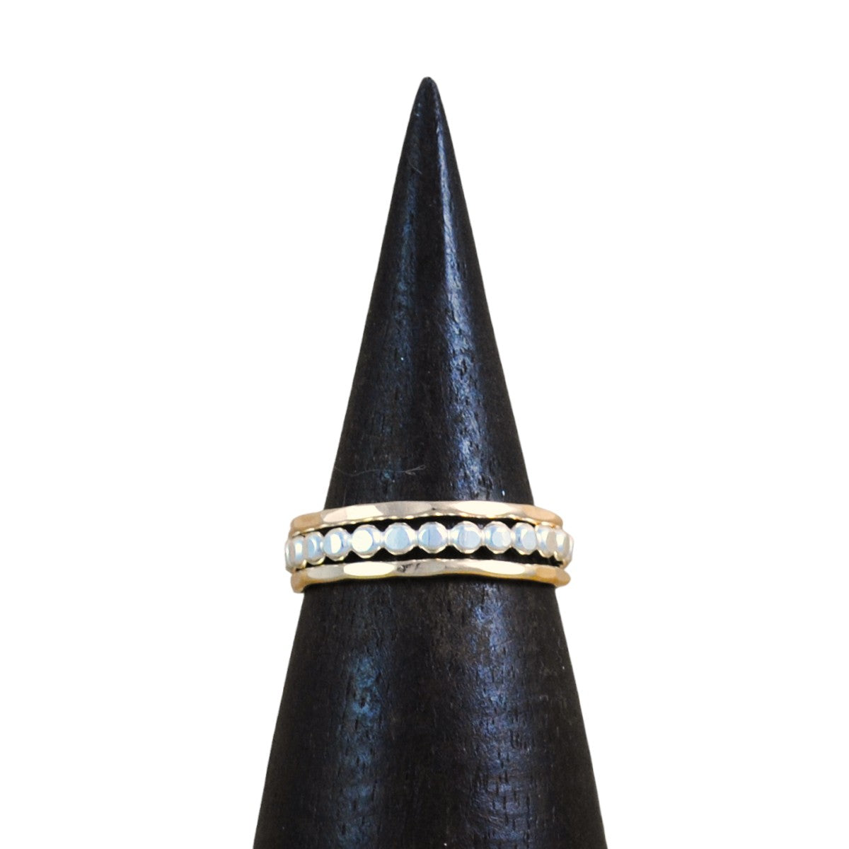 Thick Beaded Stacking Ring Set - mixed metals