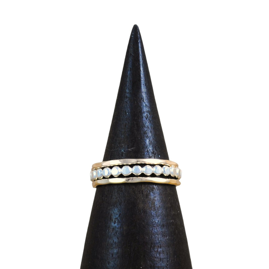 Thick Beaded Stacking Ring Set - mixed metals