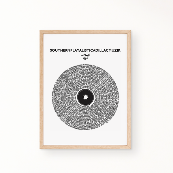 Lyric Wall Art - SOUTHERNPLAYALISTISTICADILLACMUZIK