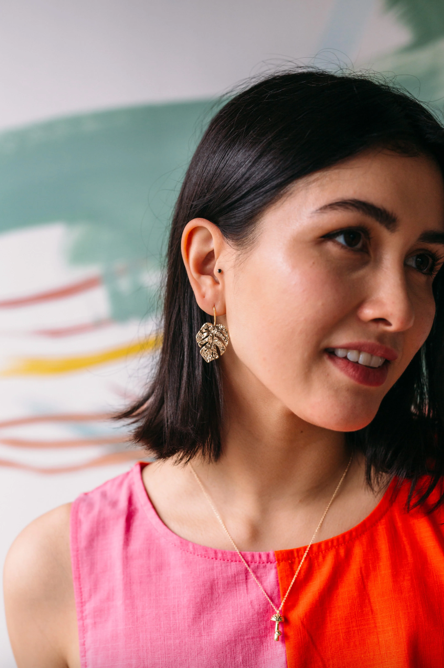 Monstera Drop Earrings