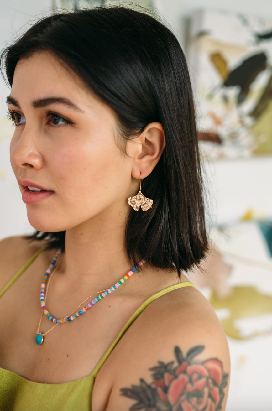 Brushed Ginko Drop Earrings