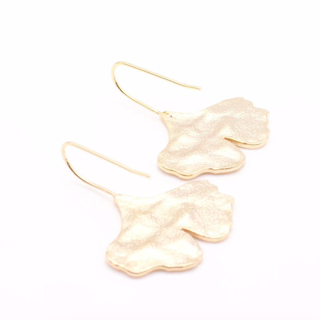 Brushed Ginko Drop Earrings