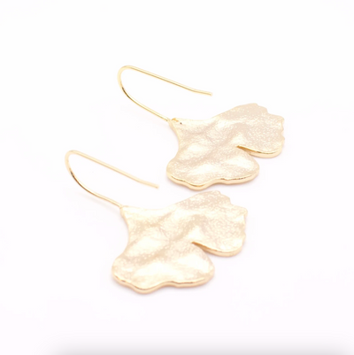 Brushed Ginko Drop Earrings