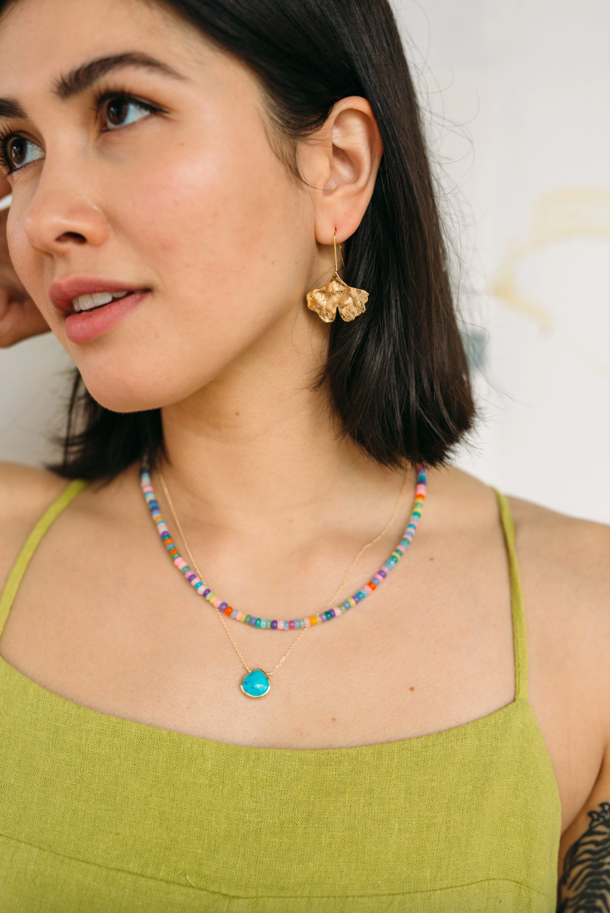 Brushed Ginko Drop Earrings