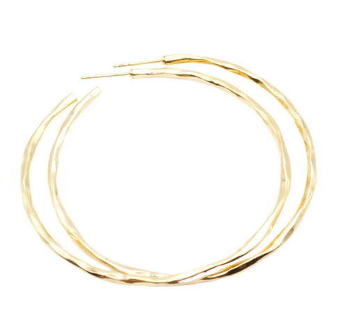 Gold XL Hammered Hoops
