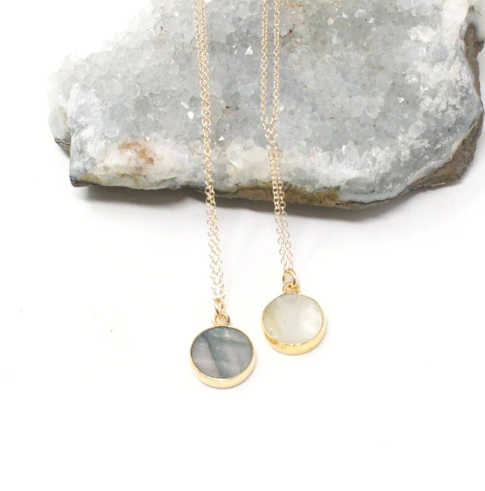 Coin Gemstone Necklace - Small