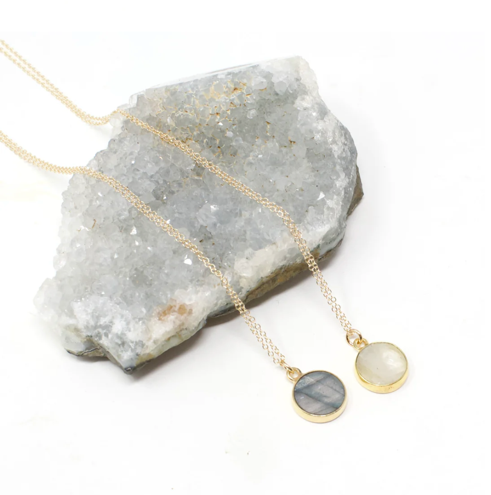 Coin Gemstone Necklace - Small