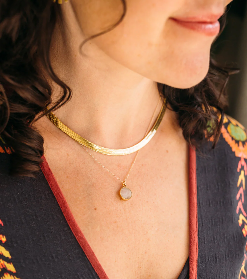 Coin Gemstone Necklace - Small