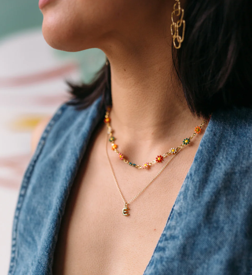 Initial Necklace - Small Puffy