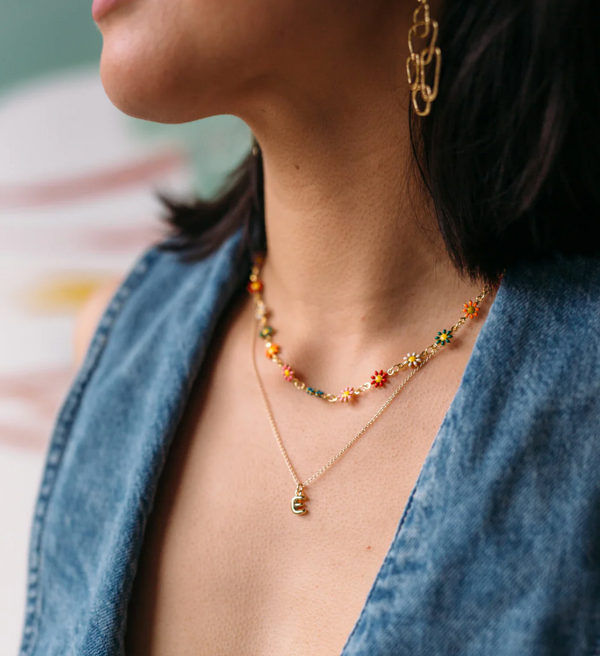 Initial Necklace - Small Puffy