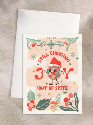 Holiday Greeting Card - Festivity; a Coping Mechanism - Unhinged Christmas Cards - Peach or Plum