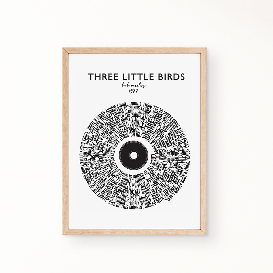 Lyric Wall Art - Three Little Birds by Bob Marley (1967)