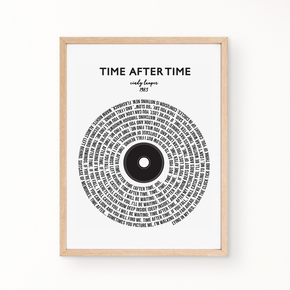 Lyric Wall Art - Time After Time by Cyndi Lauper