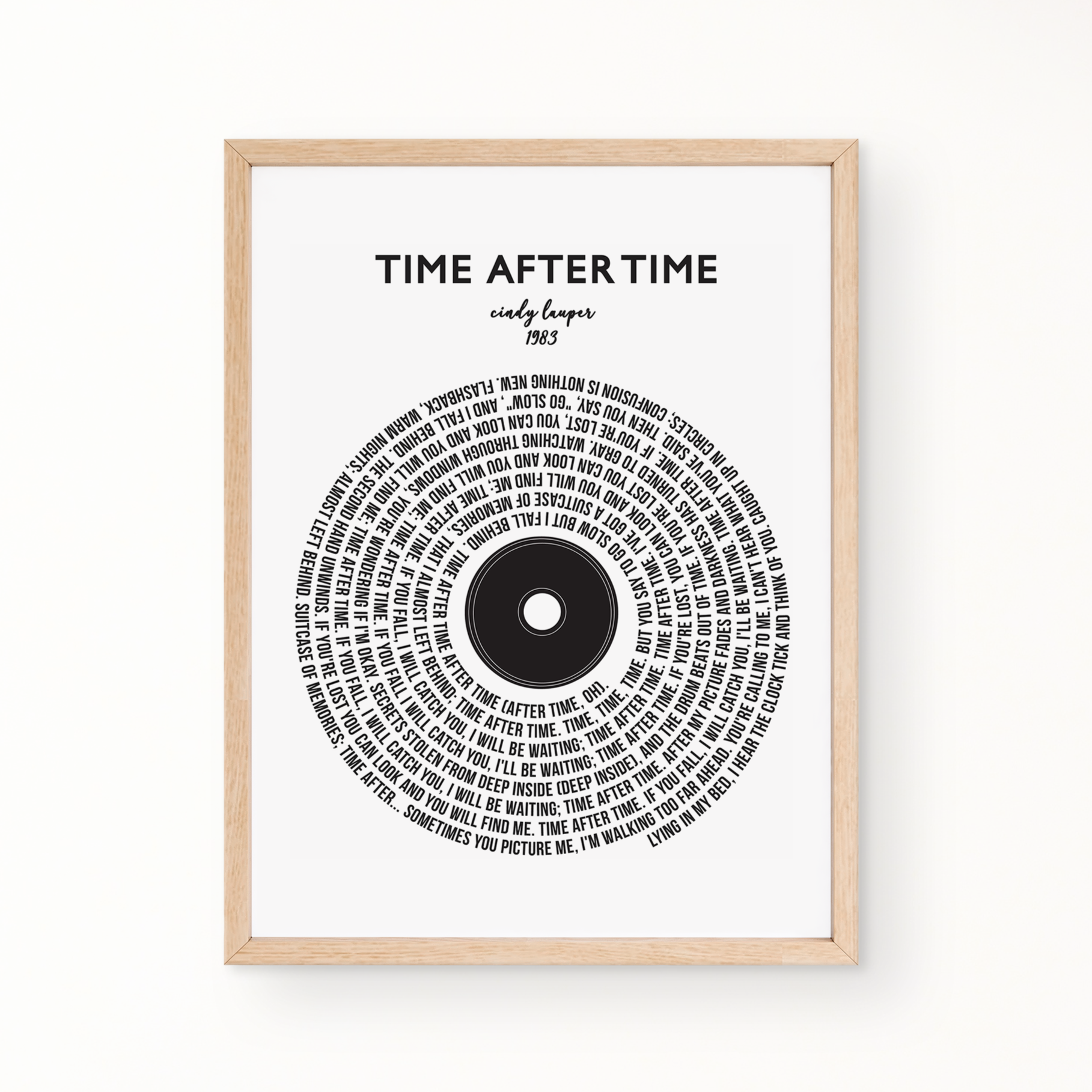 Lyric Wall Art - Time After Time by Cyndi Lauper