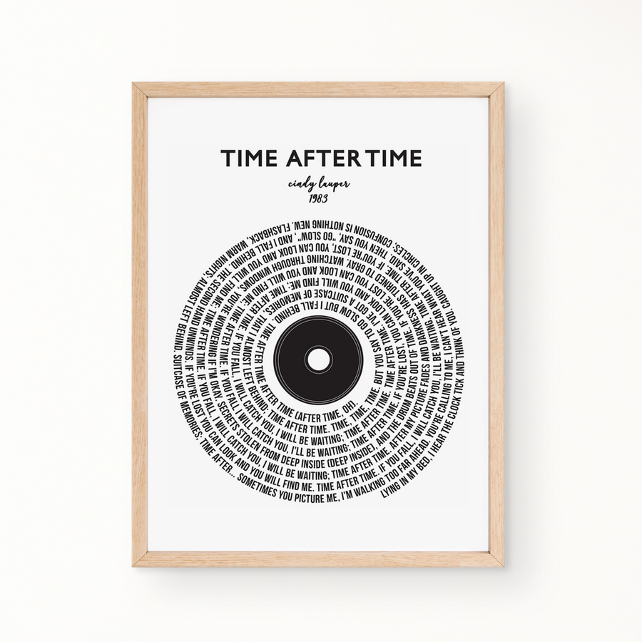 Lyric Wall Art - Time After Time by Cyndi Lauper