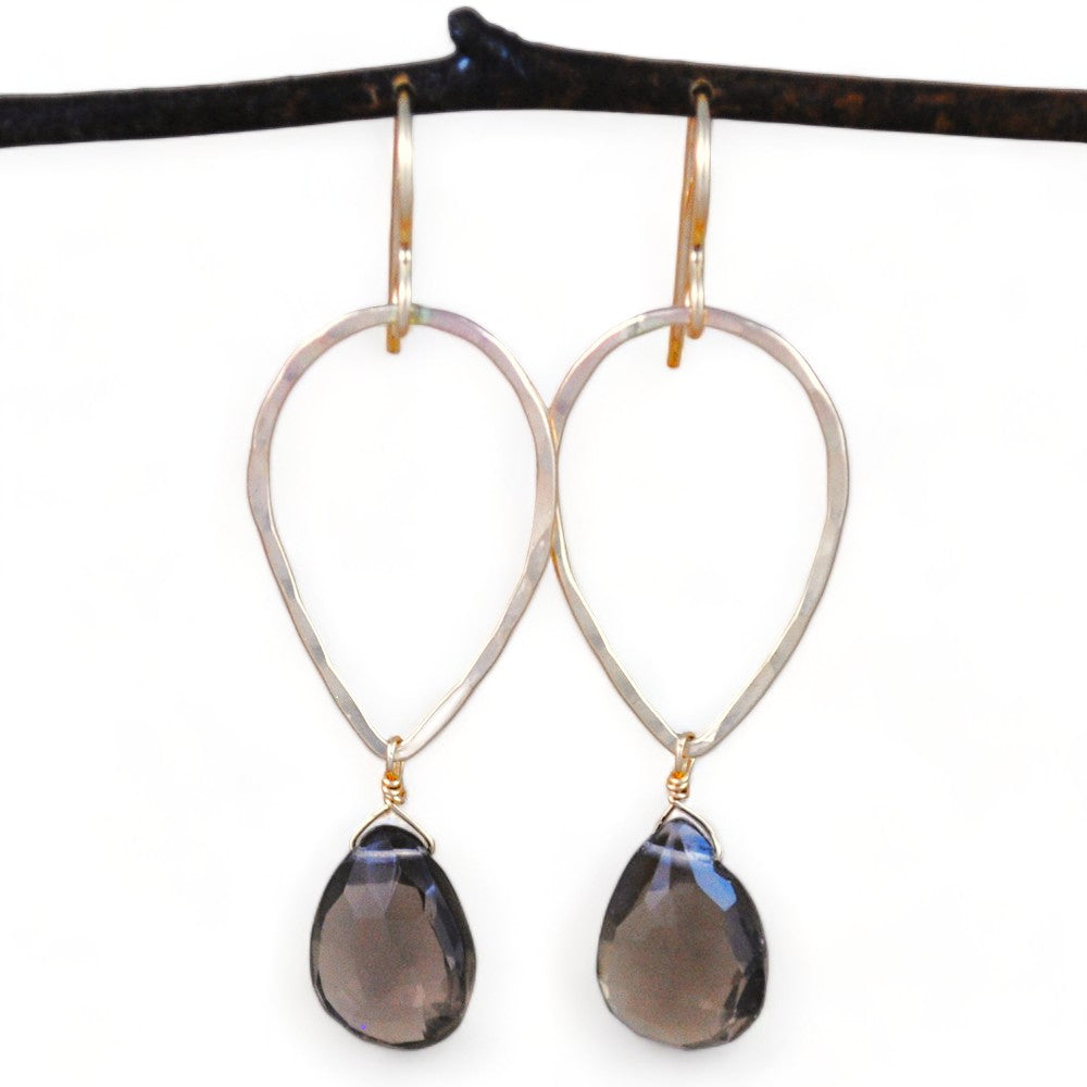 teardrop and stone earrings - gold-filled