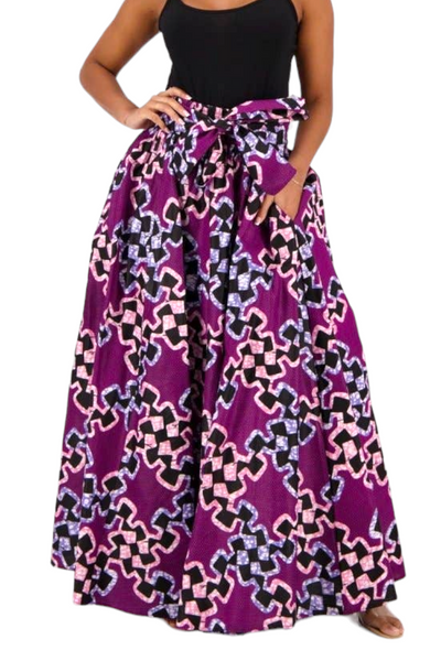 The Purples Full Length Ankara Skirt