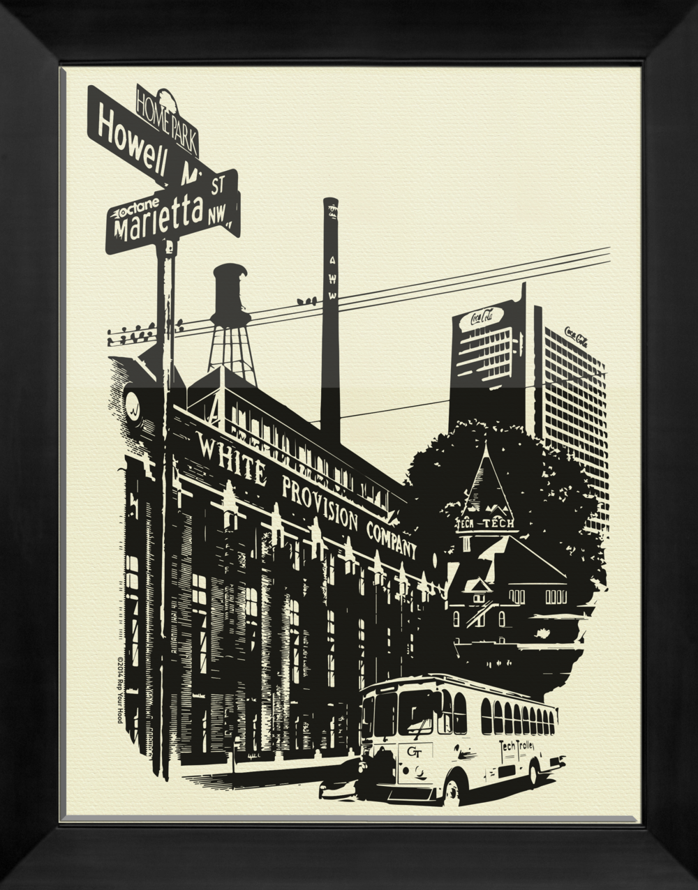 GA Tech/Home Park/West Midtown Screen-Printed Wall Art - 20" x 25Print