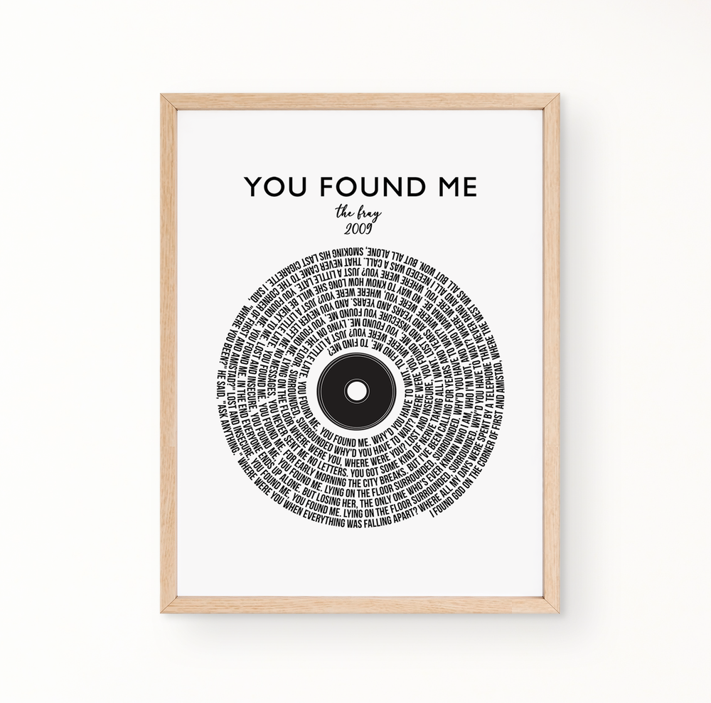 Lyric Wall Art - You Found Me: The Fray