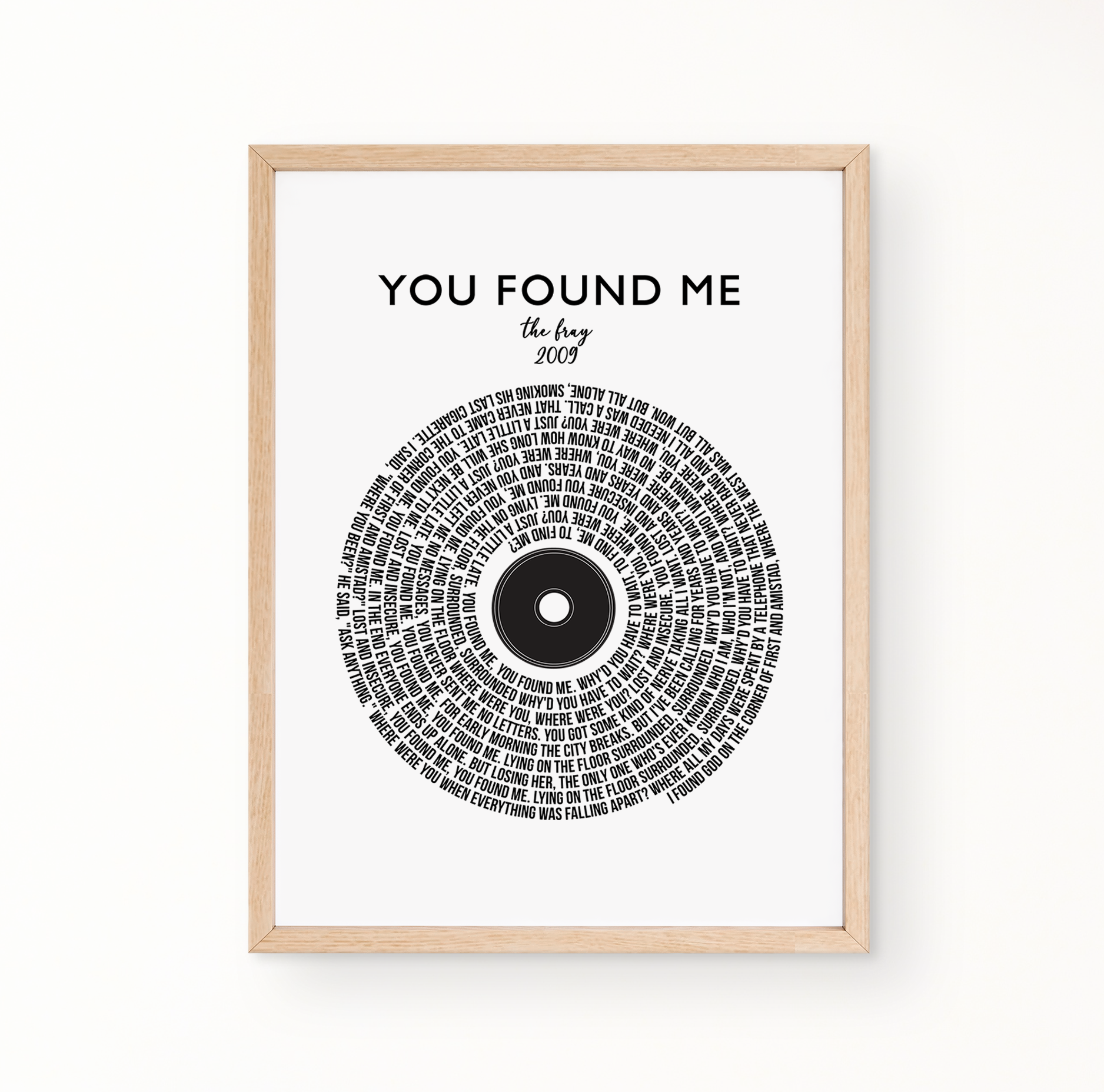 Lyric Wall Art - You Found Me: The Fray