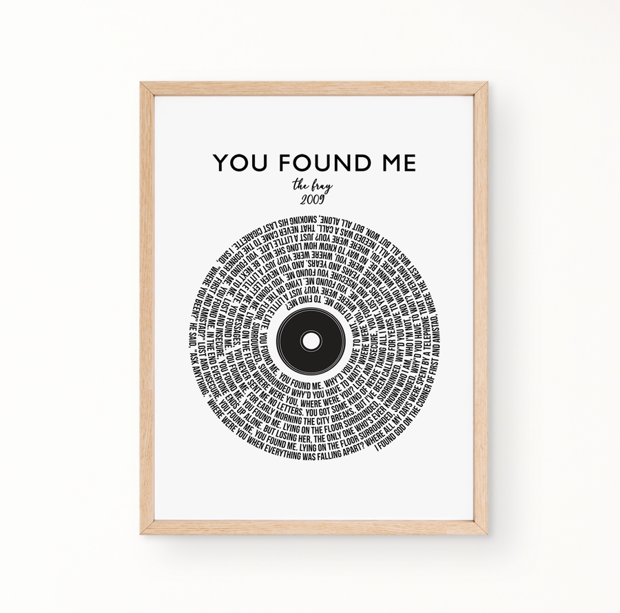 Lyric Wall Art - You Found Me: The Fray