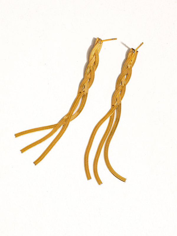 Zed 18K Gold Non-Tarnish Braided Tassel Earring