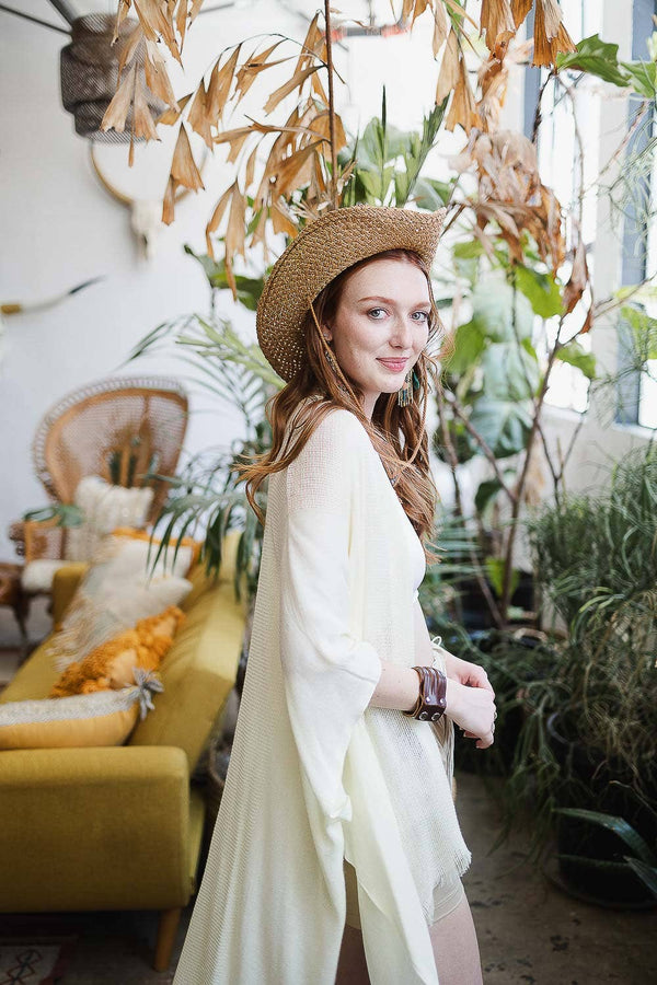 Leto Accessories - 🌻 Summer Style Staple: Colorful Frayed Trim Kimono