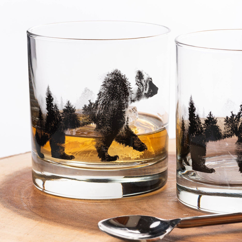 Double Exposure Bear Whiskey Glass